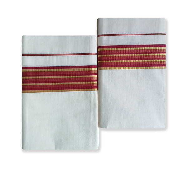 Pure Cotton Single Set Mundu With 2'Inch Fancy Border [4200]