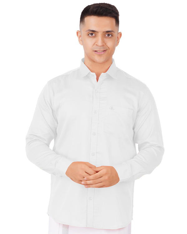 Men's Pure Cotton White Shirt [Full Sleeve]