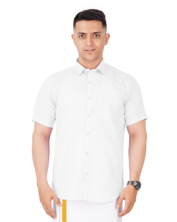 Men's Pure Cotton White Shirt Half Hand