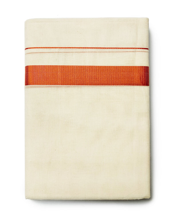 Men’s Cotton Cream Dhoti with 1’Inch Copper Zari Border