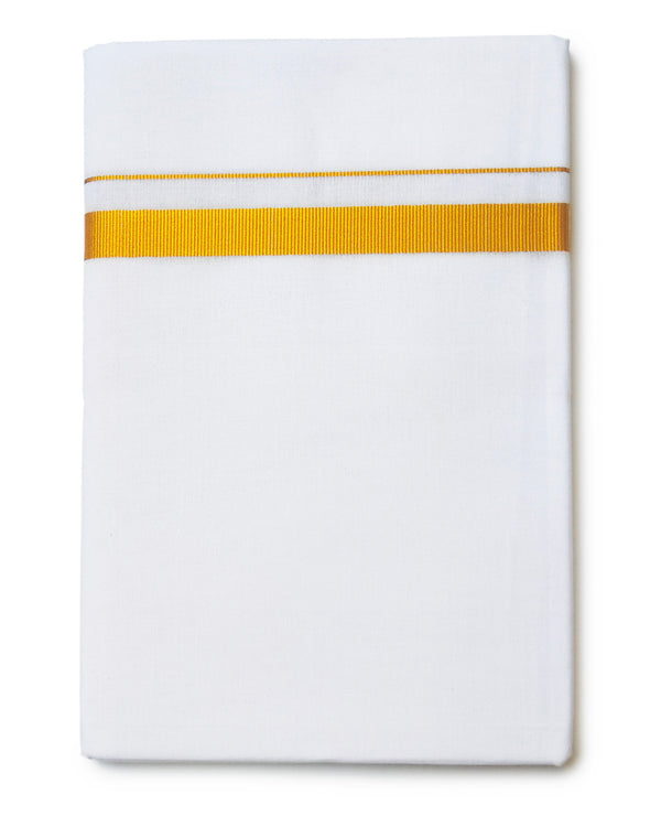 Men’s Cotton white Dhoti 2.00 Meter Gold ¾’Inch Border.