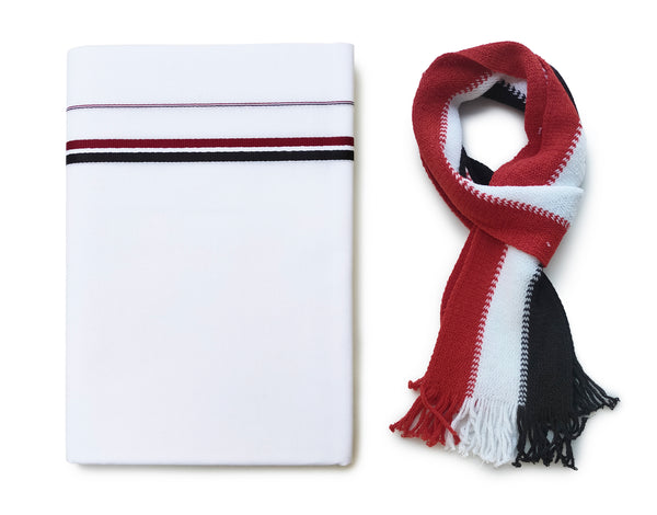 Men’s White Cotton Dhoti 2.00 Meter With ADMK Border & Muffler Set