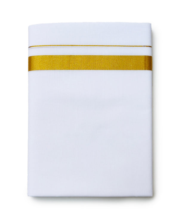 Men’s Cotton white Dhoti 2.00 Meter Gold 1’Inch Border.