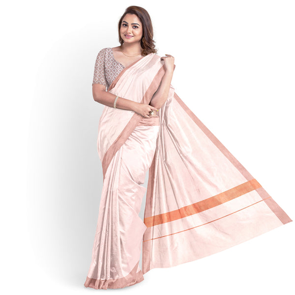 Women’s 3" Inch Copper Border Tissue Saree