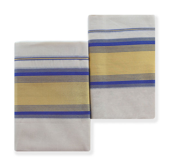 Pure Cotton Single Set Mundu With 3'Inch Fancy Border [4201]