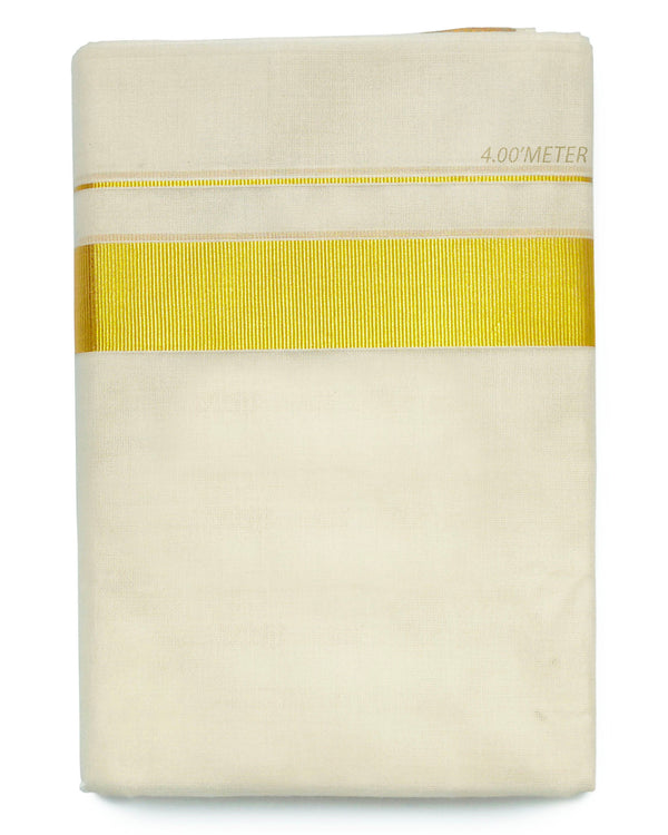 Men’s Cotton Cream Dhoti 1½’Inch Attractive Gold Zari Border