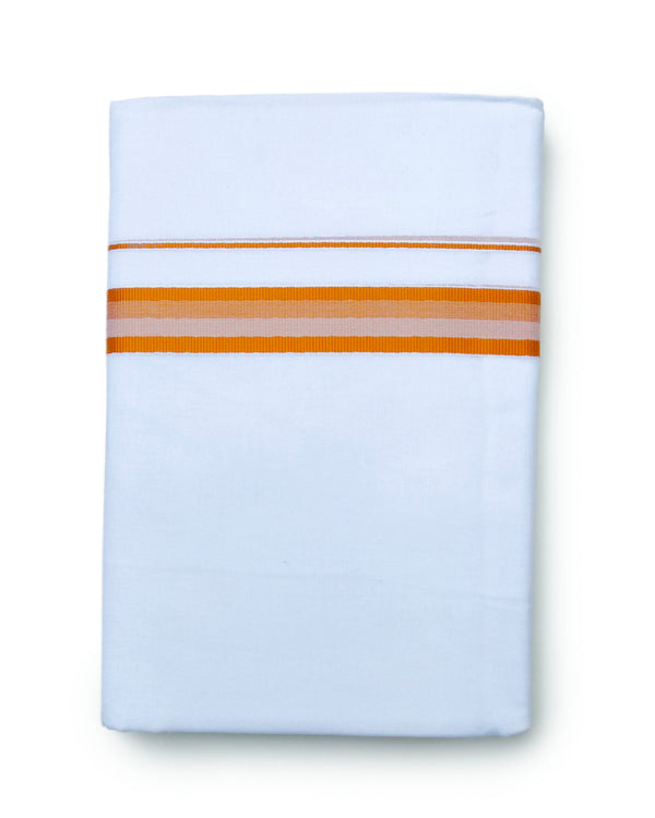 Men’s Fancy Border Cotton white Dhoti - 4.00 Meter [1’ Inch]