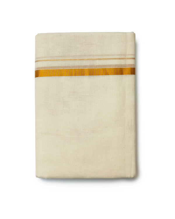 Men’s Cotton Cream Dhoti ½"Inch Attractive Dark Gold Border