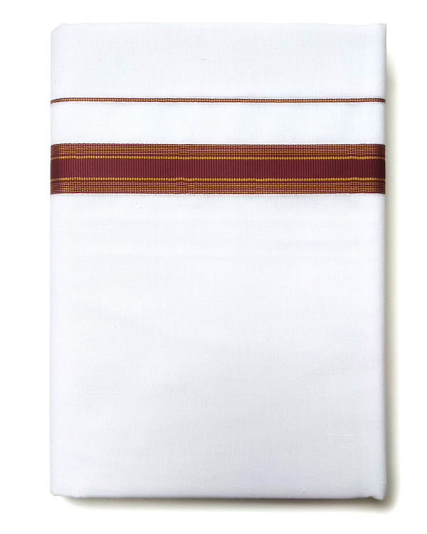 Men’s Fancy Zari Border Cotton white Dhoti - 2.00 Meter [1’Inch]