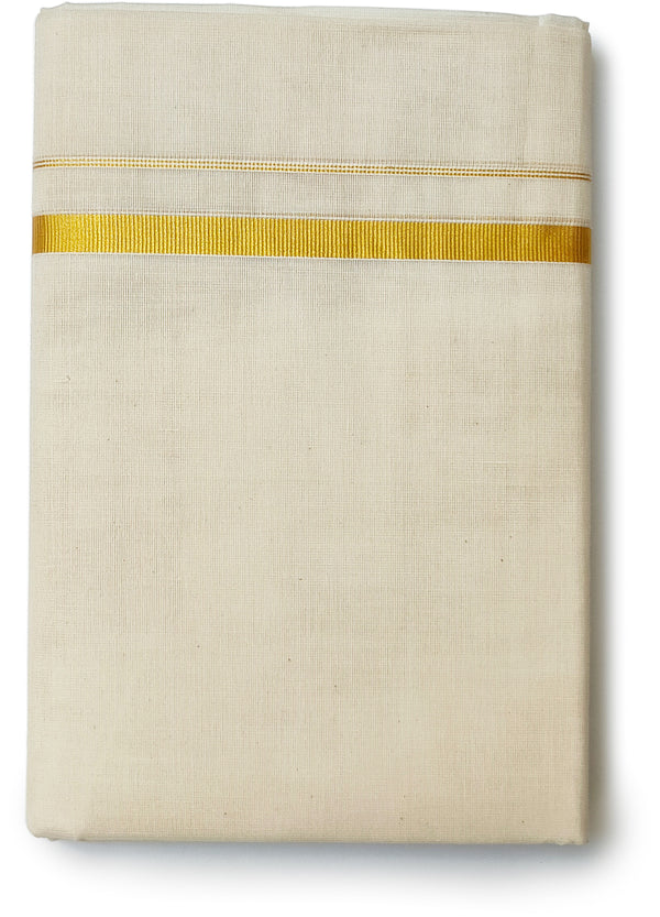 Men’s Cotton Cream Dhoti ½"Inch Attractive Gold Zari Border
